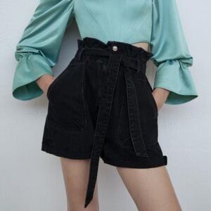 Paperbag Bermuda Denim Shorts NWT